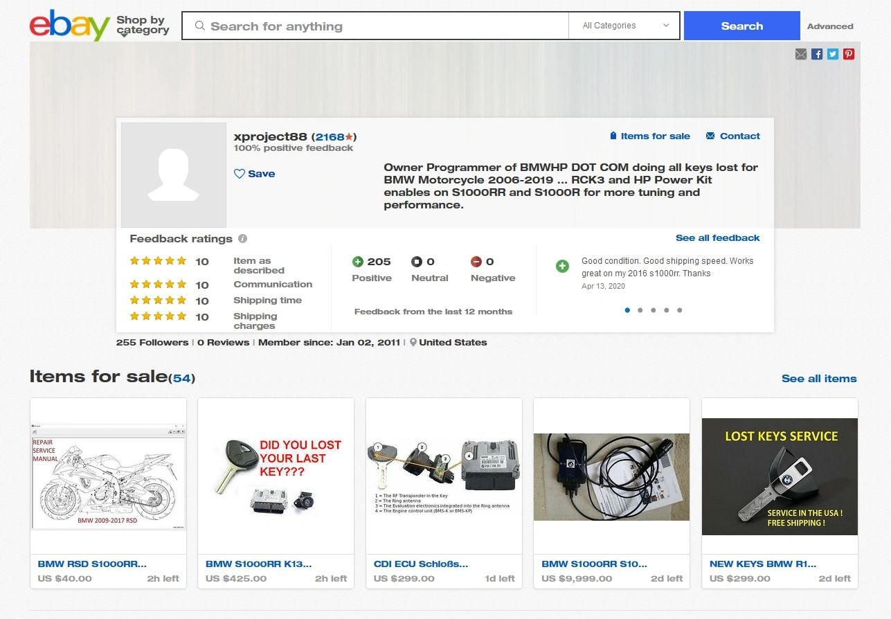 XProject88 eBay seller listing